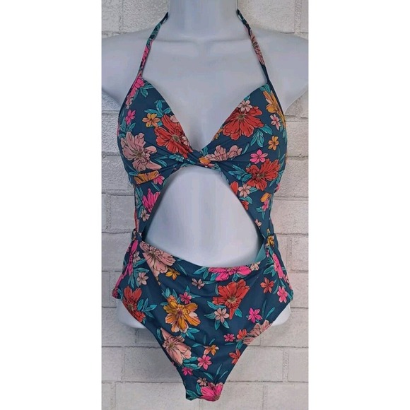 Shade & Shore Other - Shade & Shore Women's Size 34C Green Cut Out Padded Underwire One Piece Swimsuit